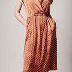 Smythe Polka Dot Burnt Orange & Ivory Midi Dress Photo 0