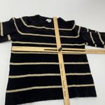 J.Crew Sweater Womens Small Black Shimmer Striped Crewneck Black Extra-Soft Yarn Photo 6