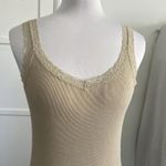 Uniqlo Ribbed Lace Trim Tank Top Camisole Beige Nude Cami S Small Cotton lacy cottage Photo 1