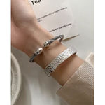 Boutique Unisex Twist Bar 925 Sterling‎ Silver Cuff Bracelet, Adjustable Photo 7