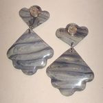 Gray and Blue Marbled Shimmer Lucite Earrings Photo 5