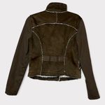 Anthropologie MARRAKECH Moto Jacket Size Small Sherpa Lined Faux Suede Brown Photo 8