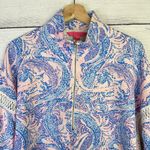 Lilly Pulitzer  Skipper Pullover Top Womens Small Pink Blue Paisley Knit Half Zip Photo 1