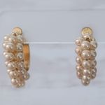 Vintage Screw Back Earrings Faux Pearl Hoops Photo 2