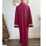 Vanity Fair Long Robe Burgundy Floral Trim Tassel Zip Front Lounge House Coat Photo 3