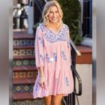 J. Marie Madeline Pink Embroidered Boho Swing Mini Dress – Size Small Photo 11