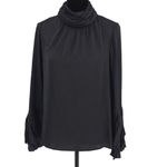 Vince Camuto ‎ Womens Ruched Turtle Neck Bell Sleeve Blouse Black Small NWOT Photo 1
