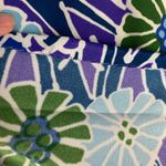 Vintage Floral Mini Dress size small medium Blue Green Puff sleeve 70s Photo 7