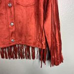 Juicy Couture  Fringed Trucker Jacket Size L Rust Faux Suede Western Boho NWT Photo 6