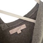 Loft Women's Size Medium Green Gray V Neck Soft Babydoll Sweater Photo 5