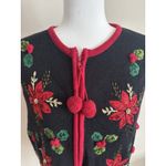 White Stag Vintage Y2K Christmas Sweater Vest Poinsettia Womens Medium Embroidered Beaded Photo 1