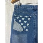 Vintage Jean Skirt 9 10 Patchwork Hearts Pencil Knee Length Distressed Juke Box Blue Photo 11
