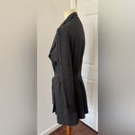Lafayette 148 Belted Open Front Trench Coat Ribbed Knit Sleeves Gray Size Medium Photo 2