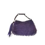 Berge Purple Suede Shoulder Bag Tassel Accent Italy Leather Boho Style Photo 1