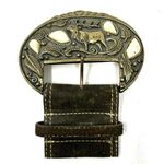 Gold / bronze belt buckle with white stones Multiple Photo 0