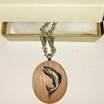 Avon The Angler's Mounted Fish Pendant Silver Plated 18” Necklace Photo 0