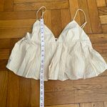 ZARA Tan Pink Striped Cropped Pleated Top Size Small Photo 10