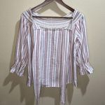 And The Why small Women’s Striped Off Shoulder Peasant Top Photo 2