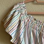 Lane Bryant Linen Blend Pastel Striped Convertible Off The Shoulder Mid… Photo 4