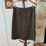Vintage Wool Dark Green Grid Plaid Shin Length Aline Skirt Size 10 Photo 3