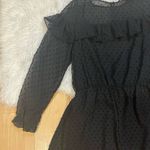ZARA  Black Dotted Mesh Dress with Ruffles | XS Photo 7