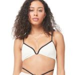 l*space L* Helena Bikini Top in Cream Black Size Large NWT V Wired Photo 0