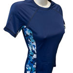Kanu Eden SS Rashguard Sz XS Navy Blue Floral 50+ SPF Pullover Surfboard Active Photo 0