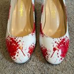 Reindee Lusion White Red Splatter Transparent Block Mid Heel RoundToe Size 5 NEW Photo 10