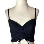 Pinko Shirt Women 2 Black Ruched Gathered Tie Front Cropped Cami Gothic Sexy Photo 0