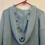 Women's Knit Hoodie Sweatshirt By Trendy ThreadsFull Zip Blue Sz Med Distressed Photo 4