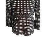 Nanette Lepore  Black White Gibgham Plaid Peplum Blazer Jacket Size 14 Photo 5