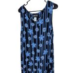 Sag Harbor Vintage  Sleeveless Maxi Dress Blue Floral Stripe Womens Large Photo 1