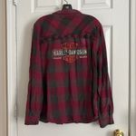 Harley Davidson  Red and Gray Plaid Button Up Snap Women’s Flannel Size 2XL Photo 8