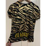 Ed Hardy  women’s size Medium Shirt size M Black Tiger Print Short Sleeves Cotton Photo 4