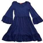 Modcloth  Dress Womens XS Navy Blue Flare Bell Sleeve Ruffle Hem‎ Rayon Stretch Photo 0