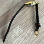 Milan Ladies Watch Vintage Gold Tone Case w/Date Silver Dial Tan Leather Strap Photo 4