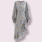 O.P.T. OnePrettyTime French tea floral printed elegant dress puff sleeves Sz S Photo 5