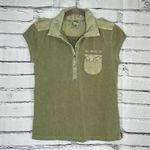 Old Navy Green Short Sleeve Tee Collared 1/4 Button Y2K 2000s Front Pocket SZ S Photo 0
