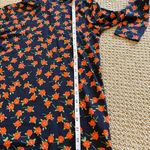 J.Crew NWT Mock Neck Floral Longsleeve Top, Orange, Navy, Size Small Photo 4