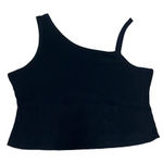 Good American Womens Plus Size 5X Cropped Tank Top Black One Shoulder Ribbed NWT Photo 0