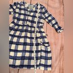 Maeve Anthropologie  Devery Blue Plaid Tie Shirt Dress Size Small Pockets Photo 2