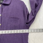 Anne Carson Silk Button Down Top Roll Tab Long Sleeve Purple Size L Photo 1