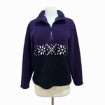 Croft & Barrow Vintage C&B Sport Purple and Black Snowflake Embroidered Fleece Size Small Photo 2