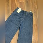 ZARA Drawstring  denim wide leg pants nwt $98 blogger fav casual classic fall $98 Photo 4