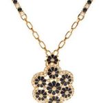 Vintage Camrose Kross Jackie Kennedy Grand Tour Replica Blue Flowers Necklace Gold Photo 0