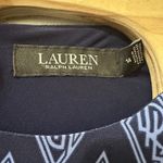 Lauren Ralph Lauren Black Label Size 14 Navy Blue Monogram Print Dress Buckle Photo 5