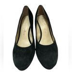 Bettye Muller Bettye by  Black Suede Round Chunky Heels Toe Pump Shoes Photo 3