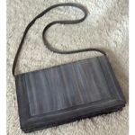 Gorgeous Vintage Eel Leather Muted Gray Blue Rectangle Shoulder Bag Classic Photo 2