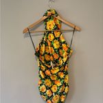 ZARA Yellow and Black Floral Halter Bodysuit NWT Size Medium Photo 1