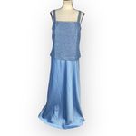 Alex Evenings  Maxi Gown Women's 12 Icy Blue Sleeveless Square Neck Long Photo 0